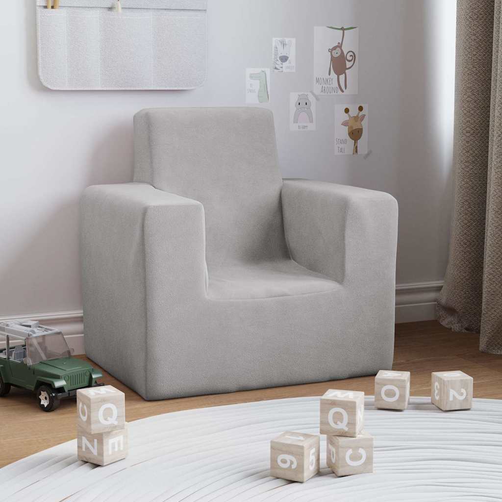 Children S Sofa Light Grey Soft Plush