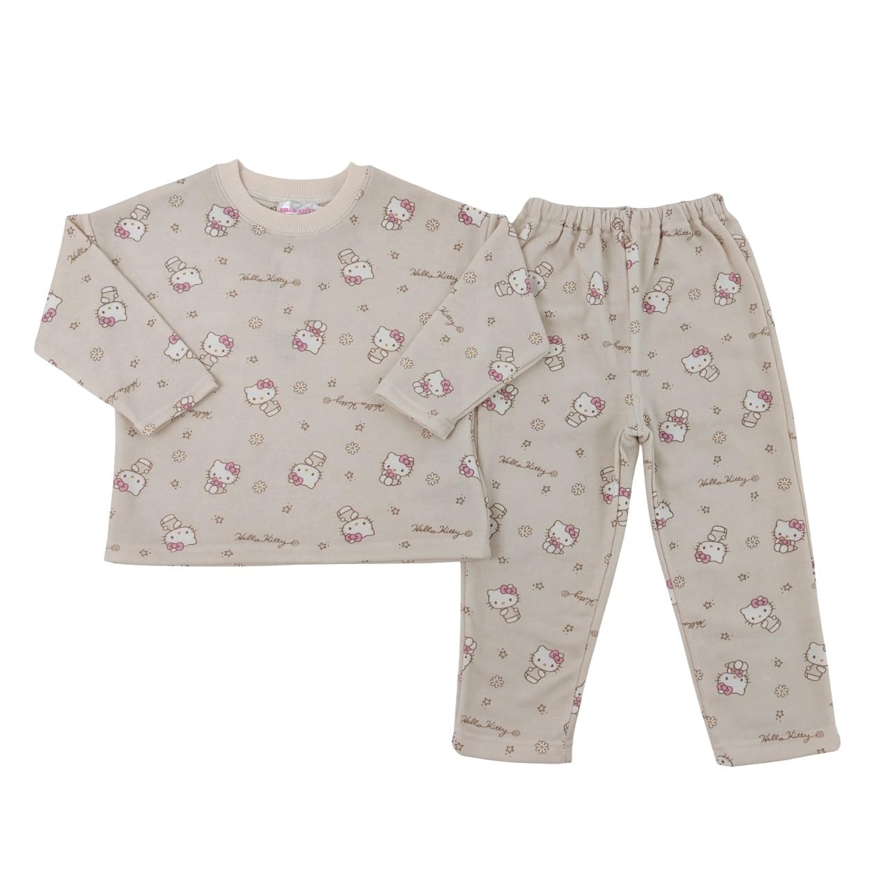 

Takihyo SANRIO Hello Kitty Kuromi Pajama Set for Girls, Fleece-Lined Top and Bottoms, Off-White