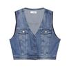 European and American French Women's Clothing Design Short Denim Vest High Waist Jeans