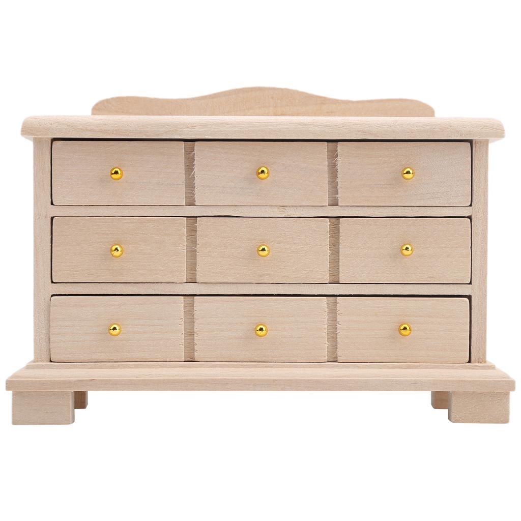 1:12 Miniature Cabinet Triple Chest of Drawers Furniture Model Toy Dollhouse Accessories