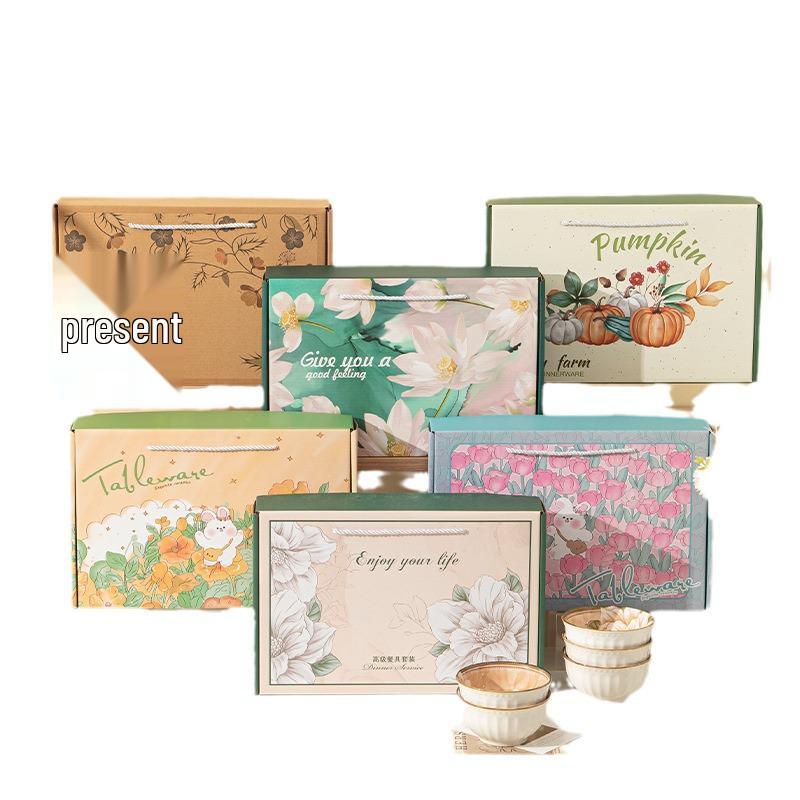 Ceramic Rice Bowl Gift Set - Creative Tableware for Housewarming