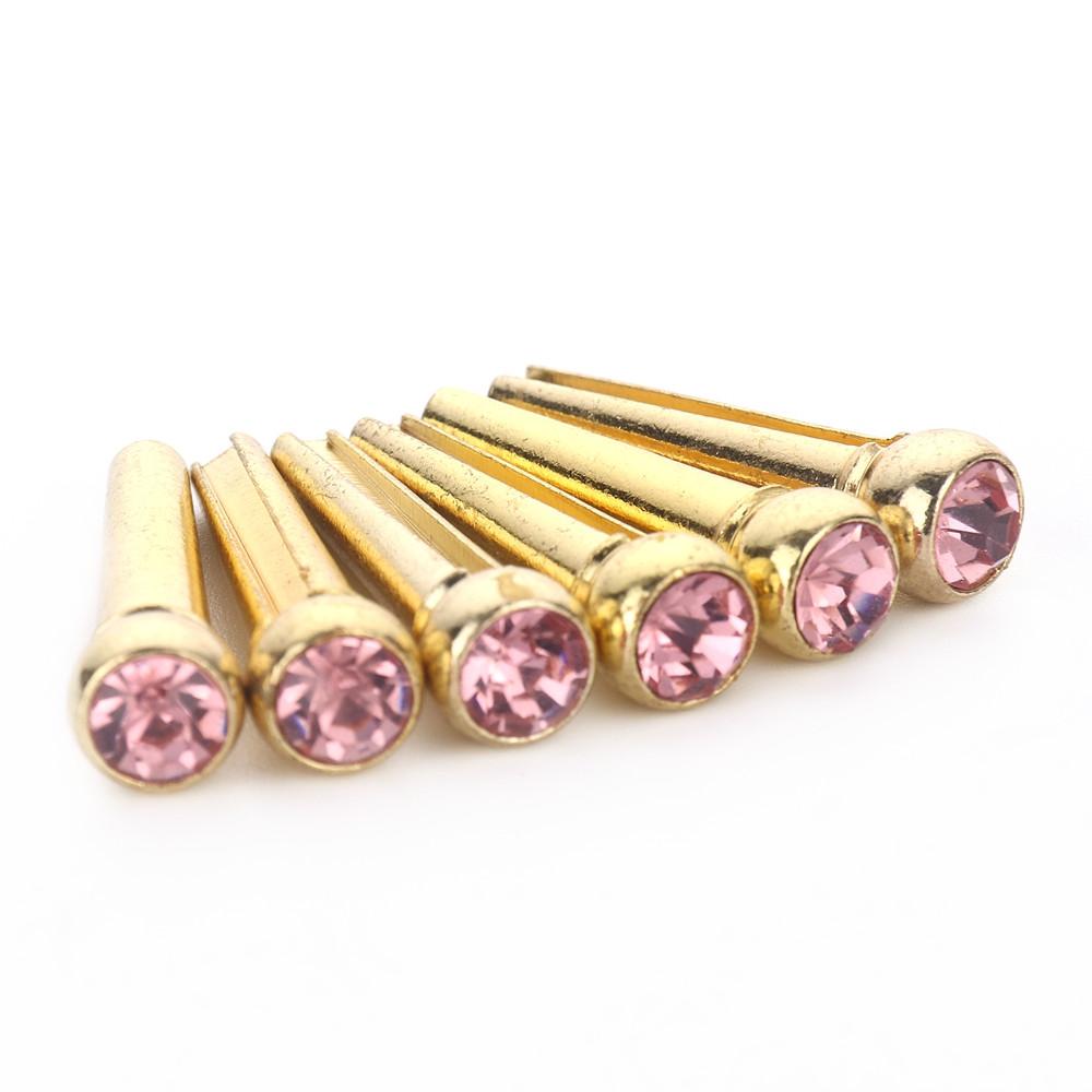 6 pièces Chevilles de Guitare avec Incrustations de Pierres de Cristal Chevilles de Cordes en Métal pour Guitare Acoustique