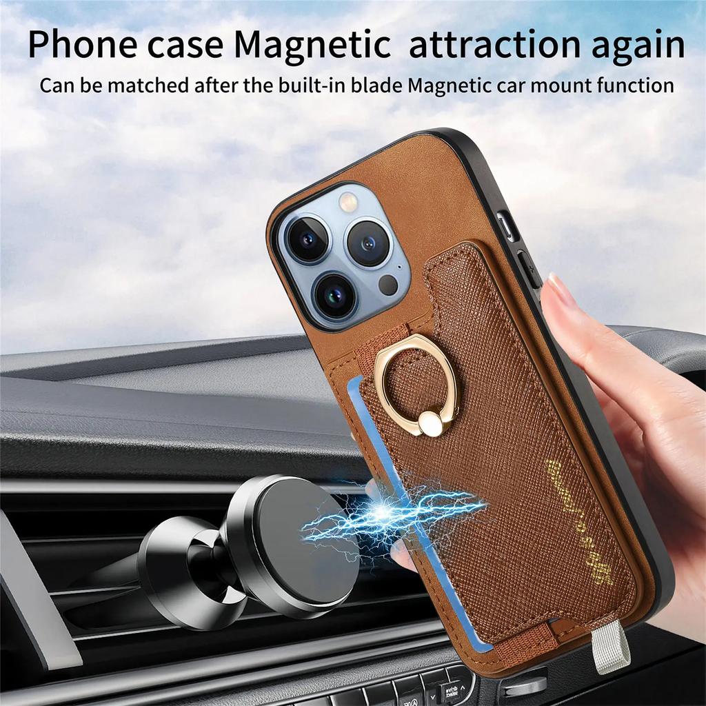 2 in 1 Detachable Magnetic Wallet Leather Ring Holder Case For iPhone 15 Pro Max 16 Plus 14 13 12 11 XR XS Se 2022 Stand Cover