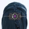 Gothic Style Pentagram Gemstone Hairpin Vintage Silver Decoration Hollowed Out Pattern Hairpin Dark Themed Boutique Headwear