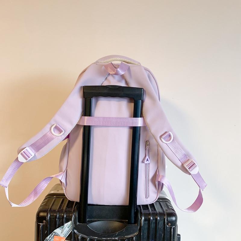 College Style Backpack Student Block Color Campus Schoolbag Female High School Students Large Capacity Backpack