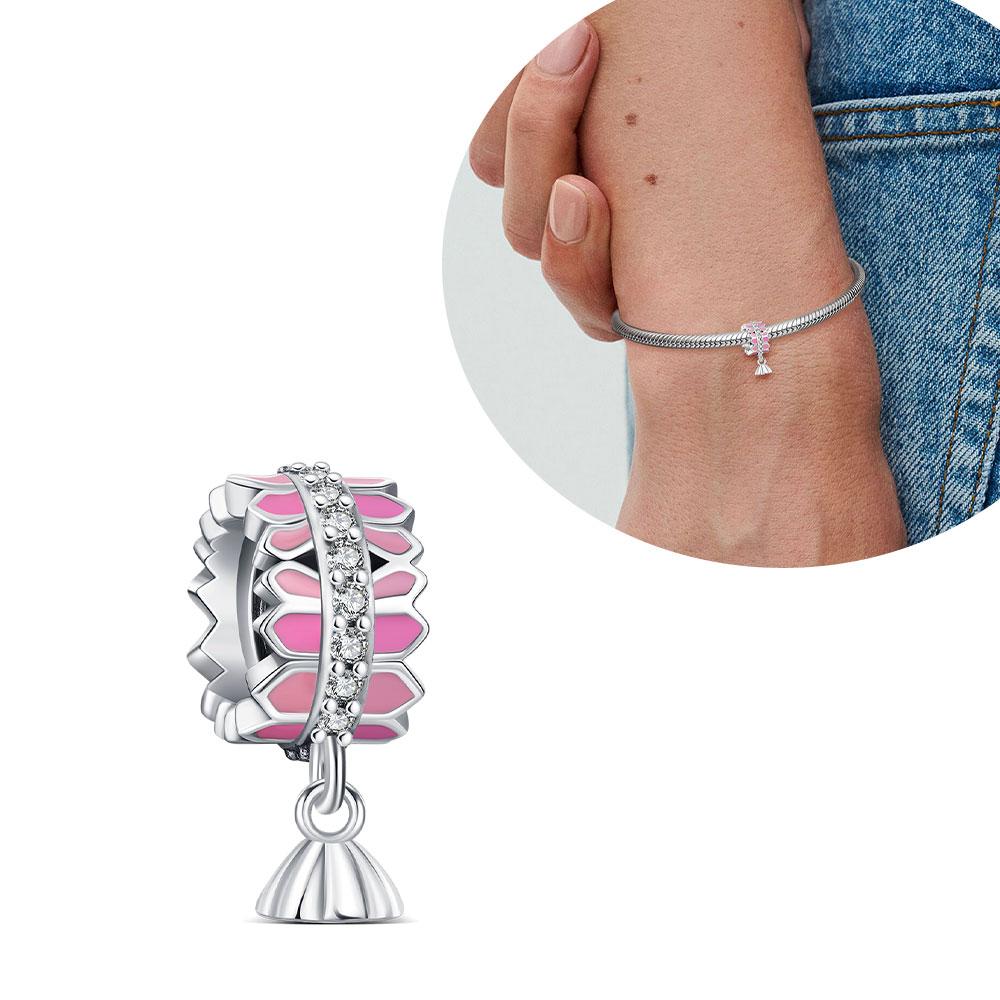 New Original Flower Pendant 925 Silver Rose Charm Fit Bracelet Diy For Women Elegant Bead Daily Wear Fine Gift
