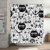 Black White Cat Shower Curtain Bathroom Decor for Kitten Lovers Modern Art Print Fabric Waterproof Shower Panel Liner