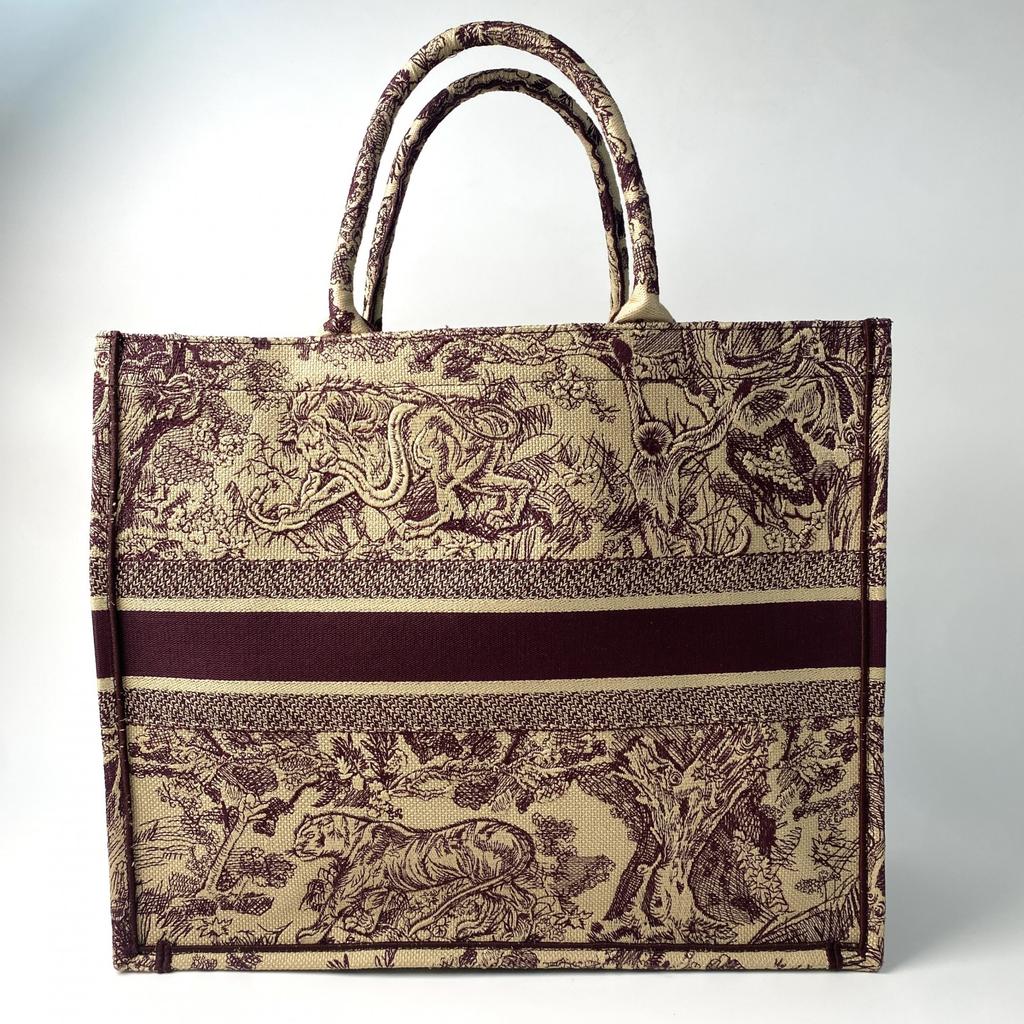 Used Christian DiorTote Bag Bordeaux series/Red Tea Canvas Women