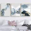 Abstract Marble Blue Golden Watercolor Ink Poster Nordic Modern Wall Art Canvas Painting Print Picture For Living Room Decor
