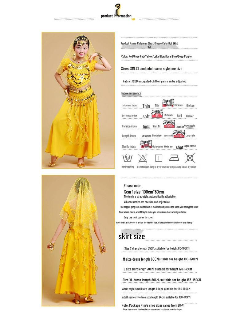 Y Six-one Girls' National Belly Dance Costume Set