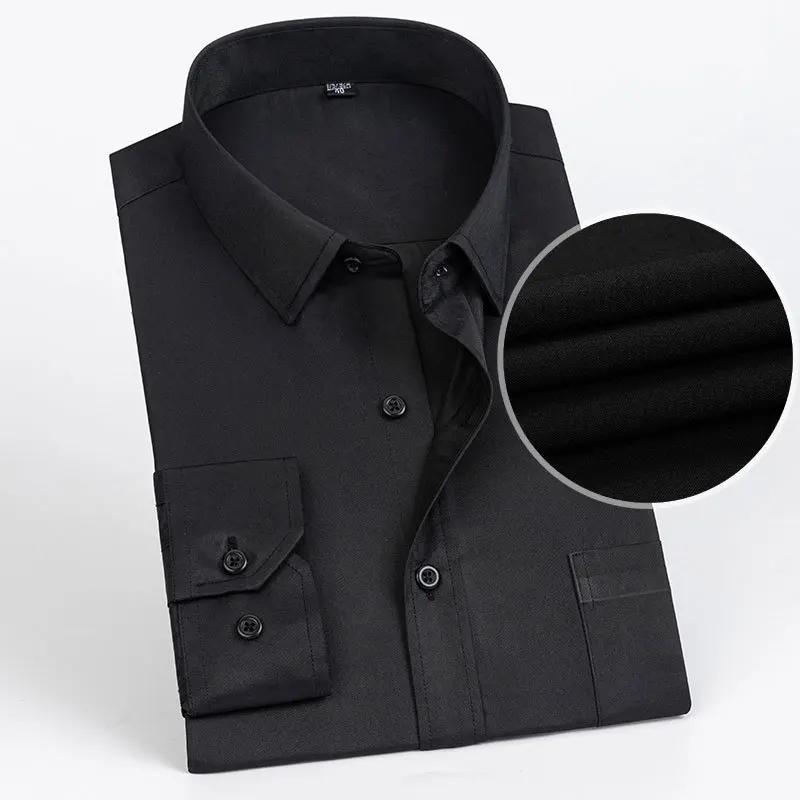 Men's Formal Shirt Long Sleeve  Solid Color Striped Pocket Fashion Business Office Professional Wear Social White Shirt