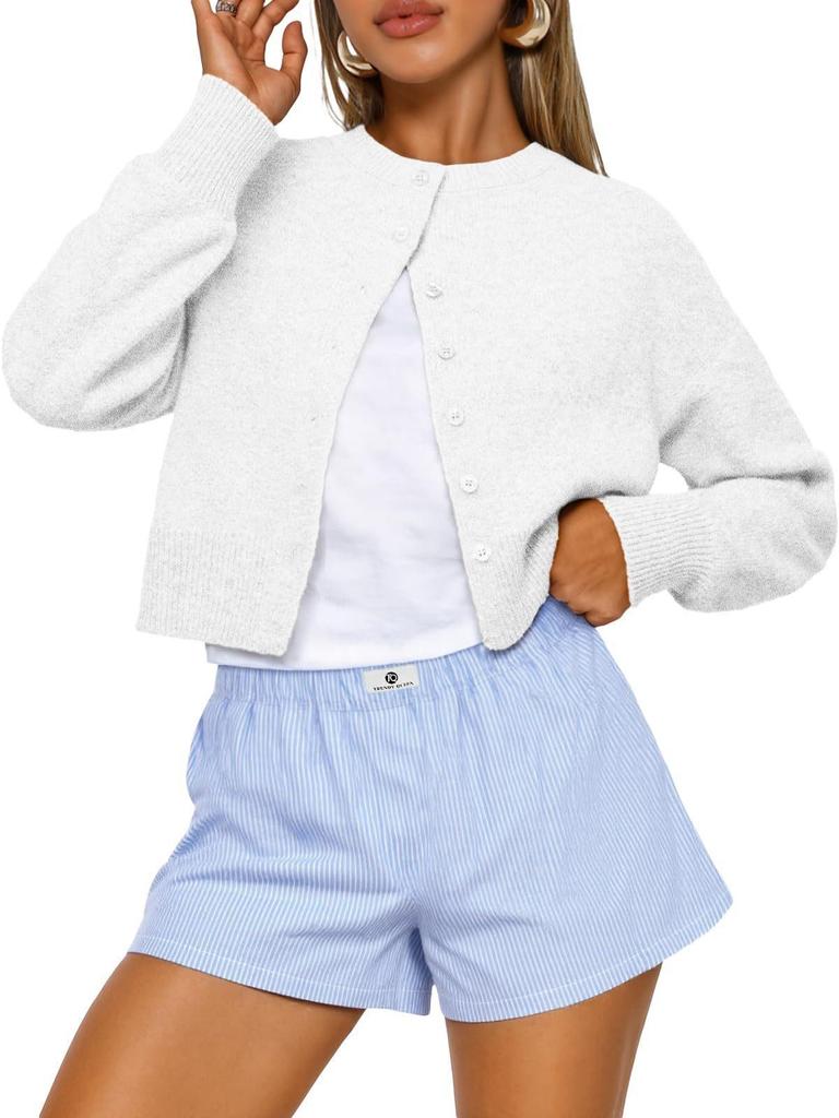 Cropped Cardigan Sweaters for Women Fall Fashion Clothes 2026 Lightweight Knit Button-Down, Versatile Layering Piece for Fall, Spring & Office Wear