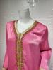 AB073 Women's Lace Abaya with Ribbon & Hot Drill Detail - Middle Eastern Fashion Robe