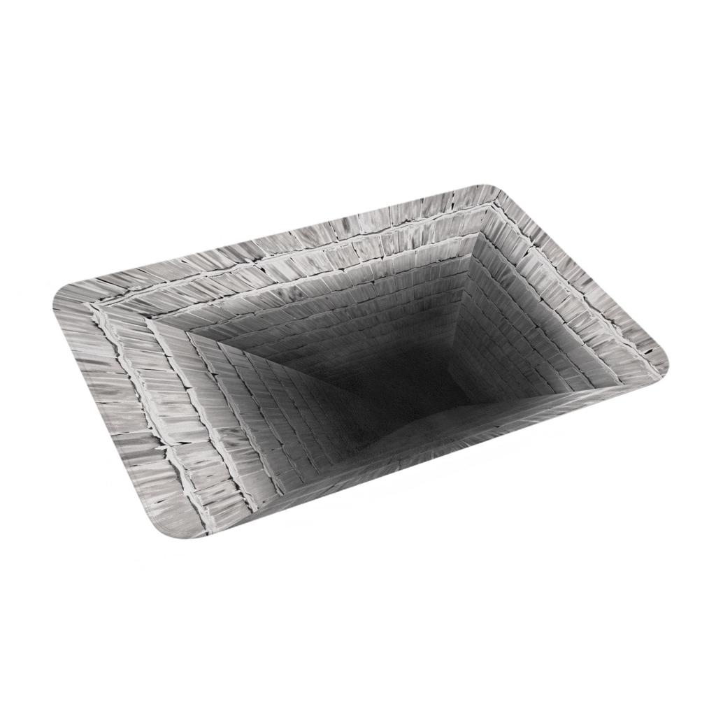 Fun 3D Trap Rock Deep Pit Pattern Doormat Non-Slip Kitchen Bathroom Mat Living Room Door Floor Entrance Carpet Rug