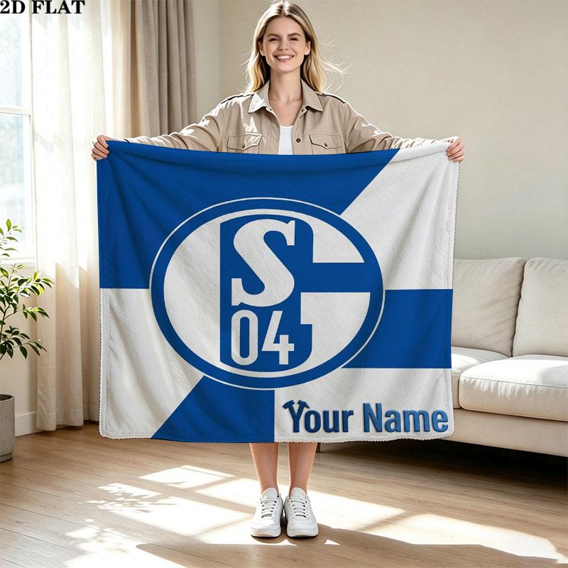 1PC FC Schalke 04 Custom Name Patterned Flannel Blanket Suitable For All Seasons for Home Decor Warmth and Comfort Gifts Holiday Present