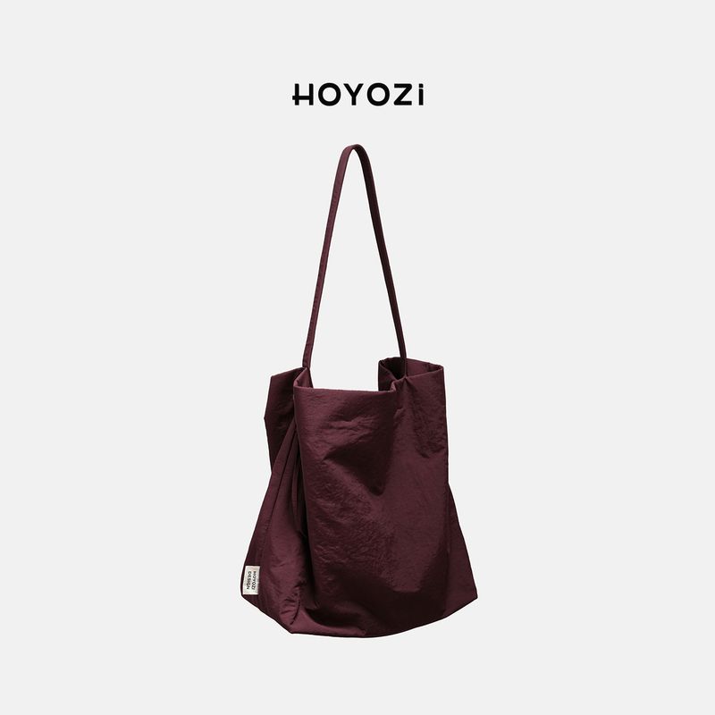 

[Xiaoyoujia Bag] Hoyozi Large Capacity Minimalist Bucket Shoulder Canvas Bag Female 2025 New Arrival Red [New]]