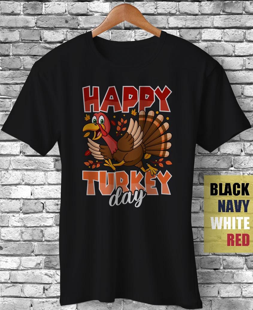Happy Turkey Day Running Turkey Thanksgiving Family Funny Gift Unisex T-Shirt L
