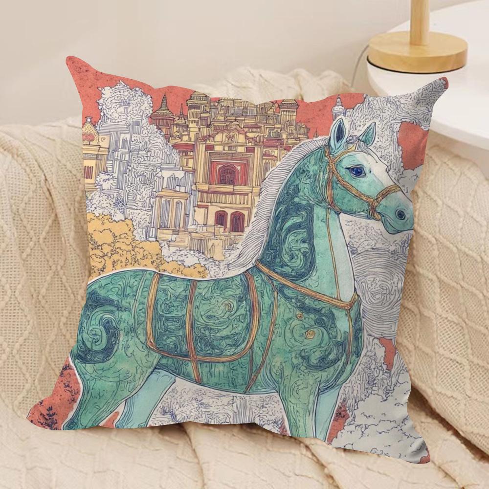 Luxury Dream Pegasus Cushion Cover Silky Short Plush DoubleSided Printed Pillow Case for Sofa All Seasons Home Decor Gift