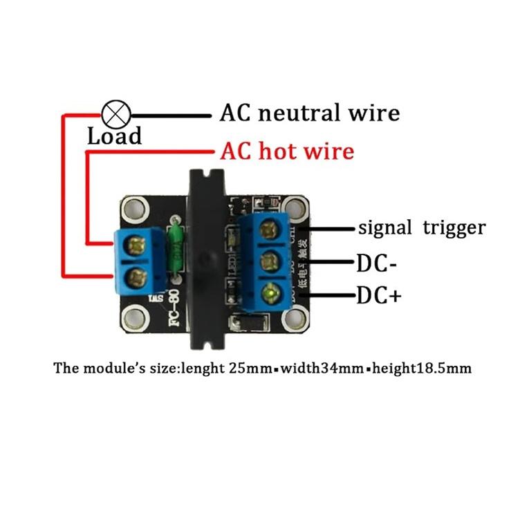 1 Channel 5V Low Level Trigger Solid State Relay Module with Fuse, 1 Way 250V 2A for Industrial Control Applications