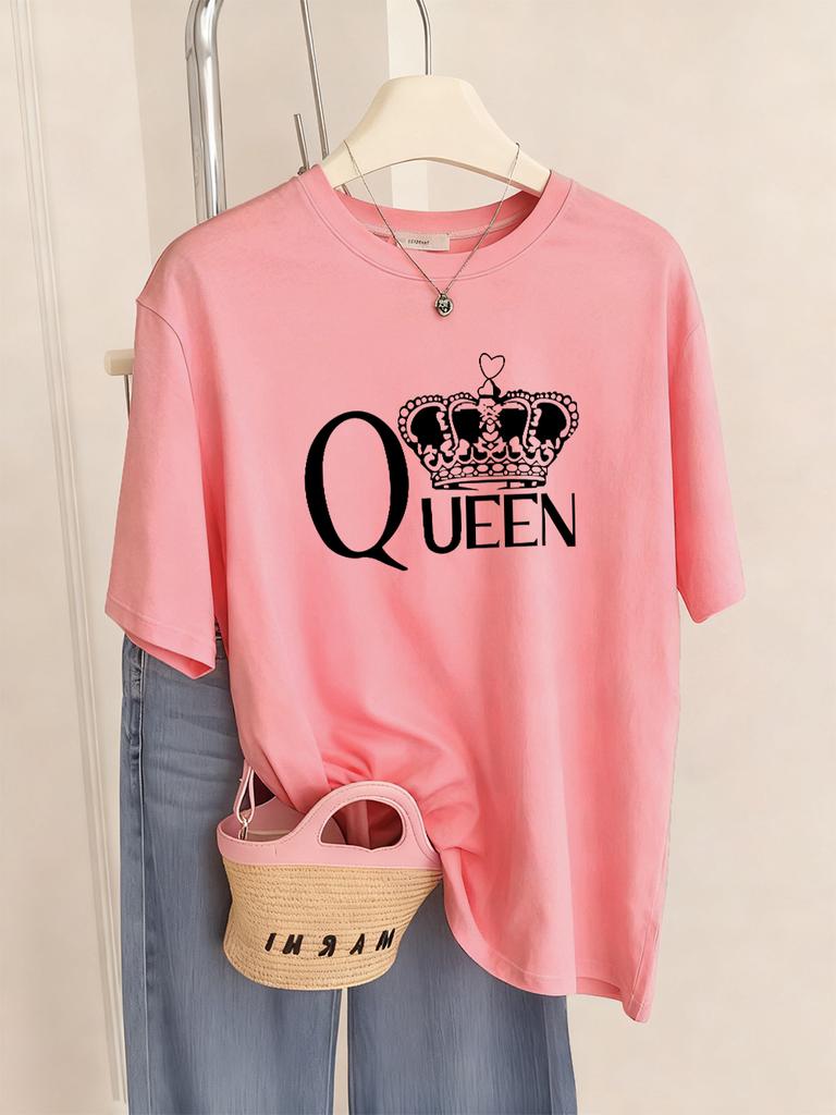 Queen Crown Graphic Printed TShirts Womens Basics ONeck T Shirts Comfortable Loose Short Sleeve Tops Summer Soft Woman Clothes