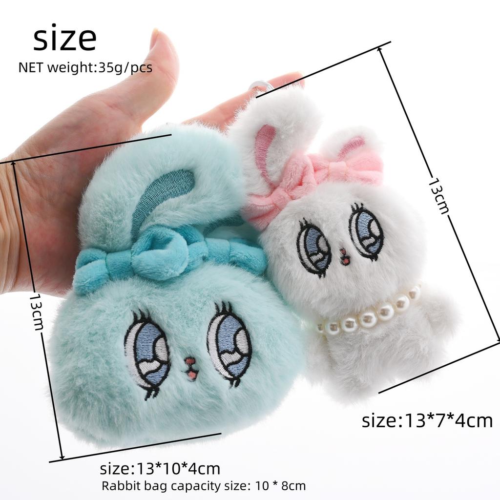 13cm Kawaii Big Eyes Rabbit Plush Toy Sweetheart Bowknot Keychain Lovely Backpack Purse Bag Handbag Stuffed Pendant Gift