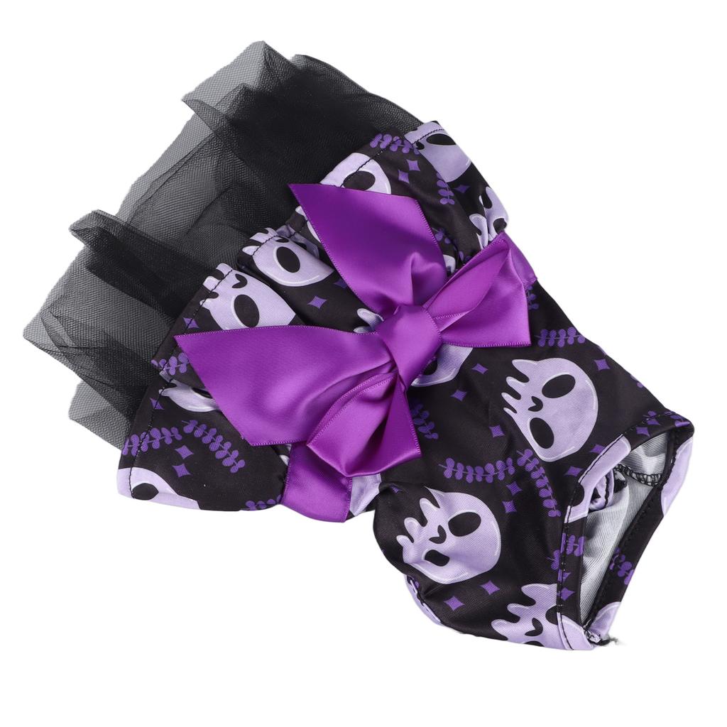 Dog Halloween Dress Skull Face Comfortable Polyester Washable Pet Dress for Puppy Skull