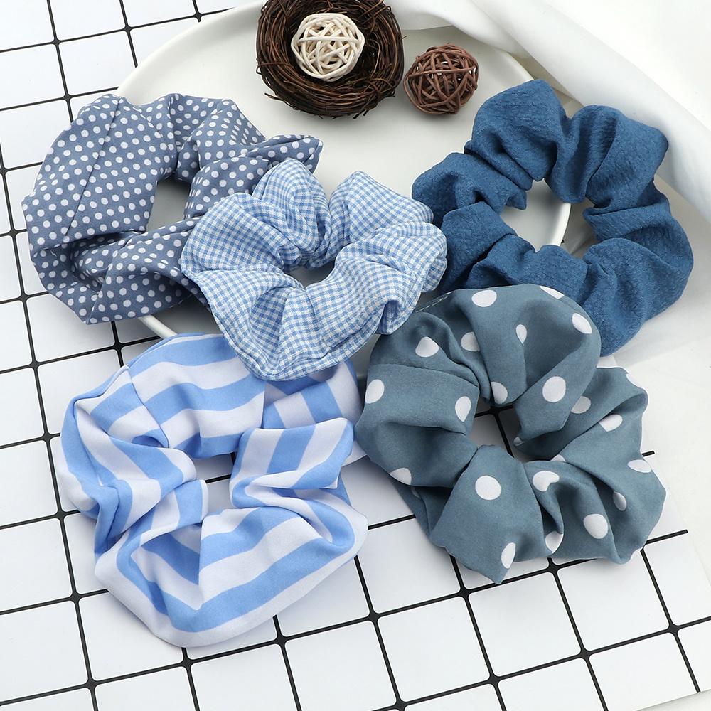 5PCS/Set Korean Fashion Hair Bands Elastic Dots Satin Silk Scrunchie for Women Girls Hair Accessories Hair Ties Holder