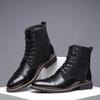FashionNew Designer Fashion Casual Boots for Men Big Size Solid Color Lace Autumn Winter Ankle Boots Male Designer Leather Shoes Male
