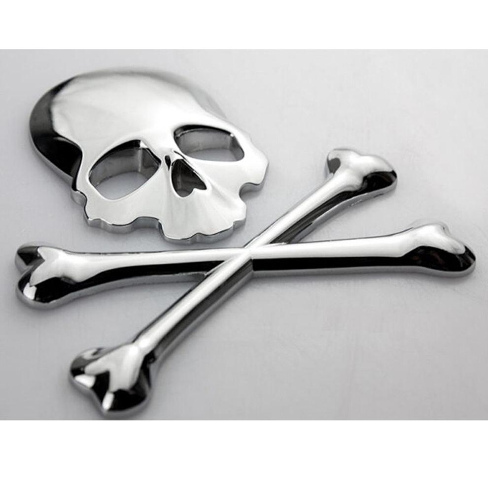 Auto Camion Auto Metallo 3D Teschio Testa Logo Emblema Adesivo Decalcomania Autoadesivo Distintivo Auto Moto Accessori Decorativi Argento