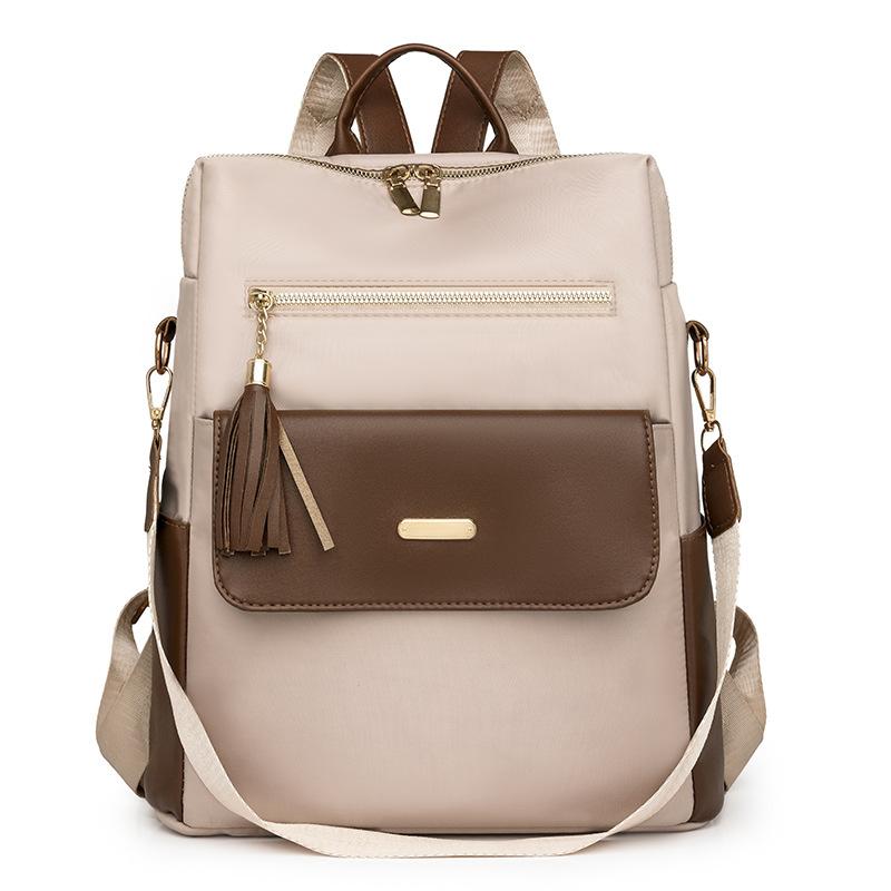 

Рюкзак большой вместимости для женщин, рюкзак для поездок на работу с кисточками бежевый