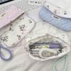 Sweet Floral Pencil Case With Lanyard Handbag Girly Cosmetic Bag Large Capacity Portable Storage Bag Student Stationery Bag Gift