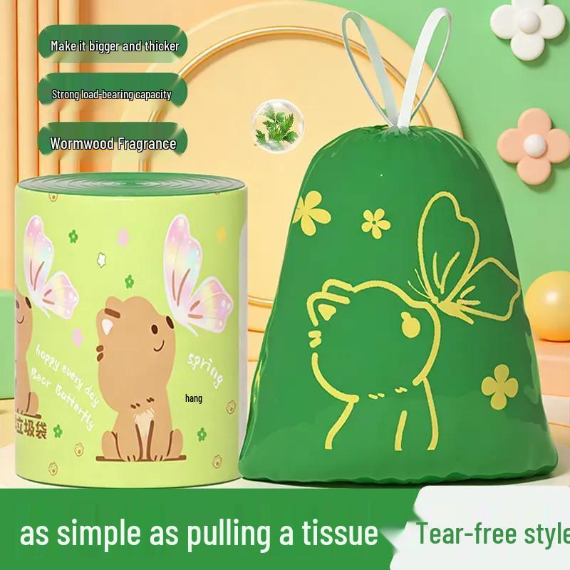 Shin-chan Extra Thick Drawstring Kitchen Trash Bags - Large, Durable, and Handheld