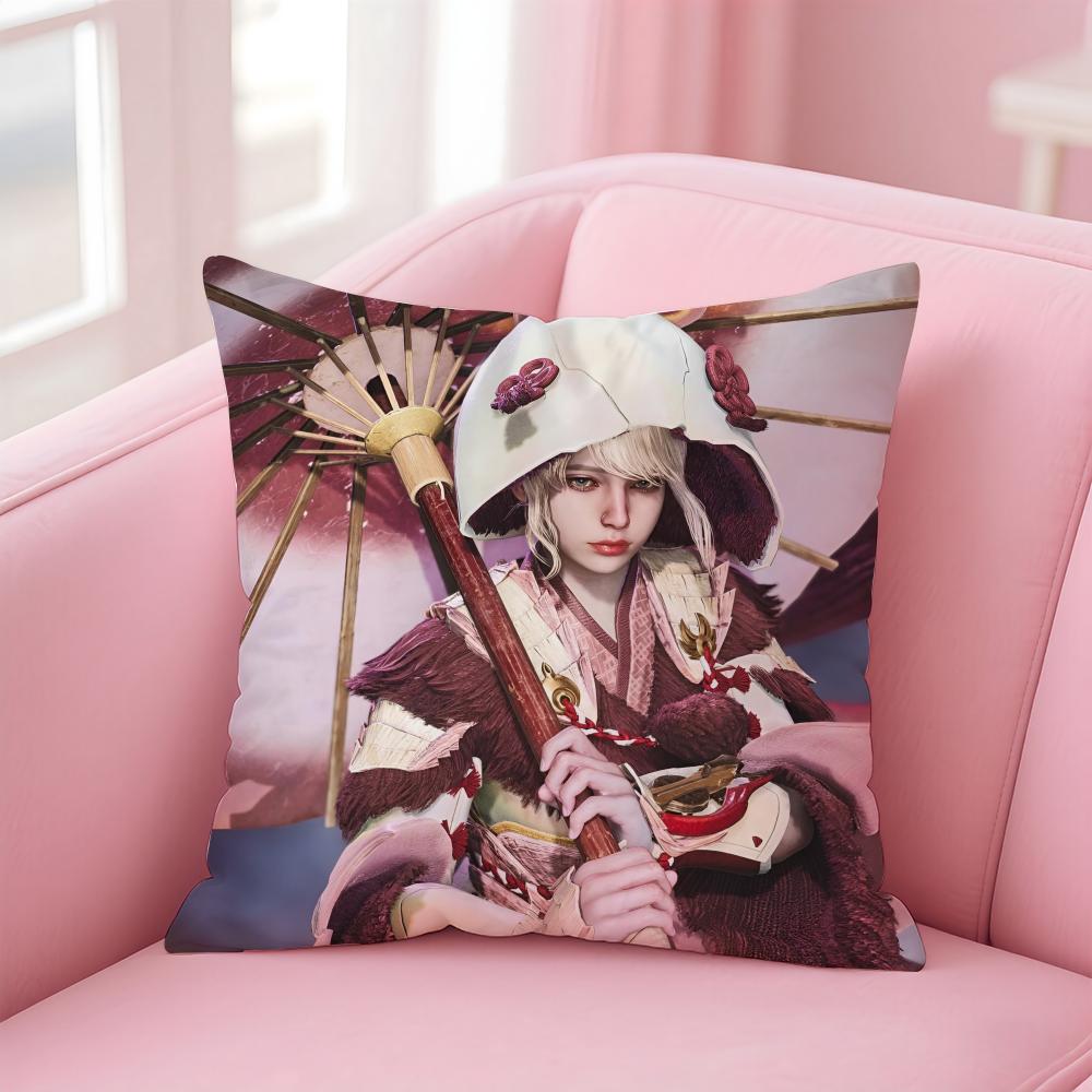 Classic Japanese Game MMonster Hunter Wilds Cushion Cover Pillow Case Soft Skin Friendly Fabric Concealed Zipper