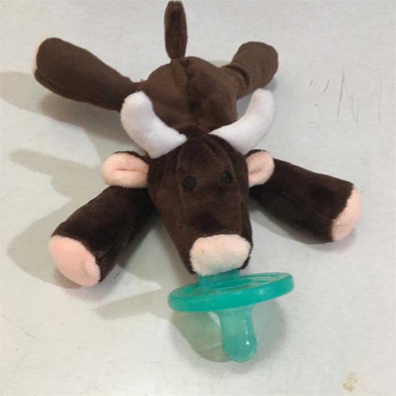 Ciuccio in Silicone con Ciondolo Animale di Peluche per Lattanti e Bambini Piccoli per Alleviare la Dentizione
