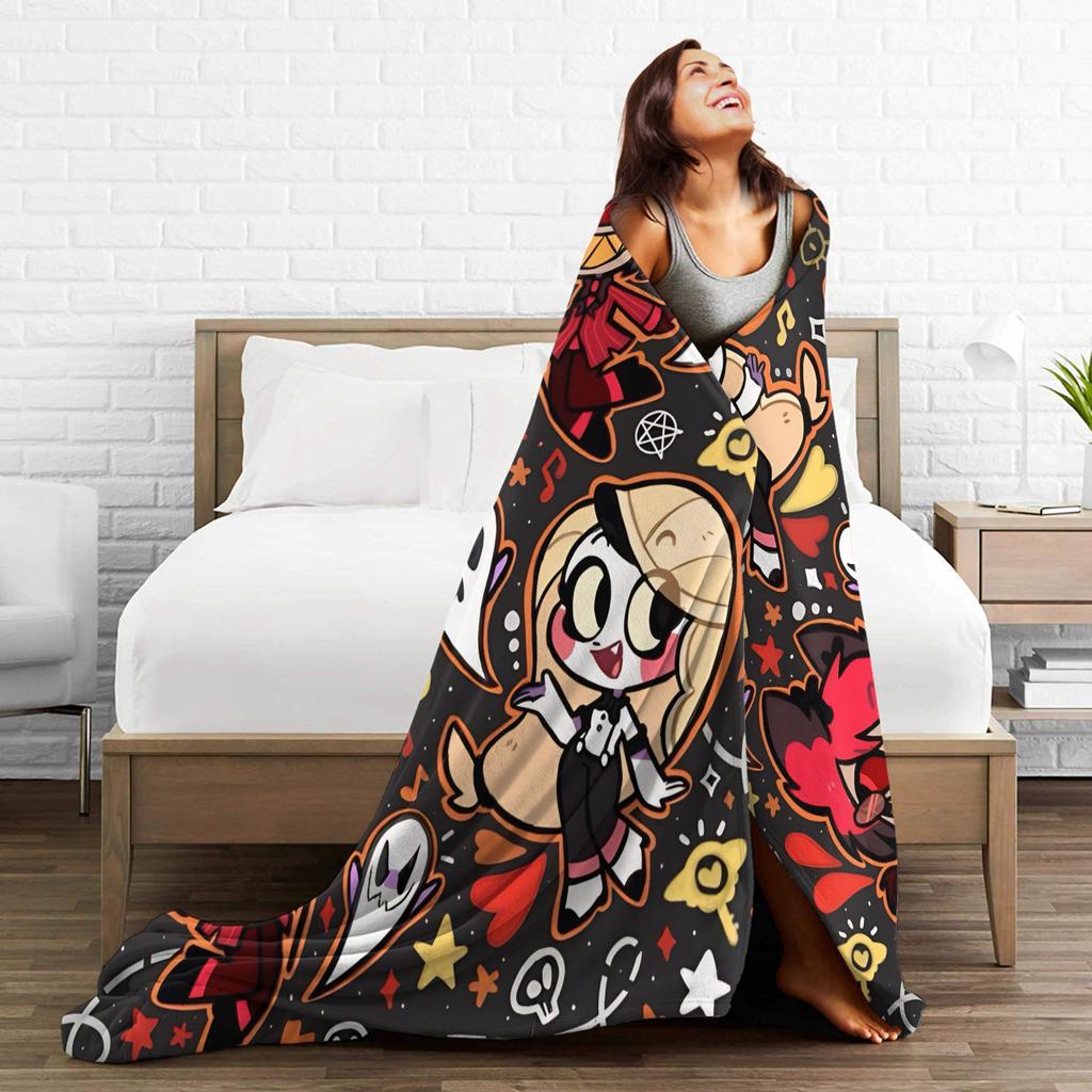 Alastor Game VOX H-Hazbin Hotel Blanket Airplane Travel Flannel Bedding Throws For Living Room Super Warm Bedspread Gift