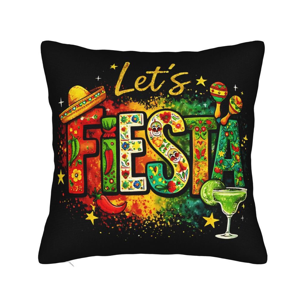 Let'S Fiesta Party Printed Pillow Case Mexican Amigo Cinco De Mayo Sombrero Morden Pillow Cover Soft Pillowcases