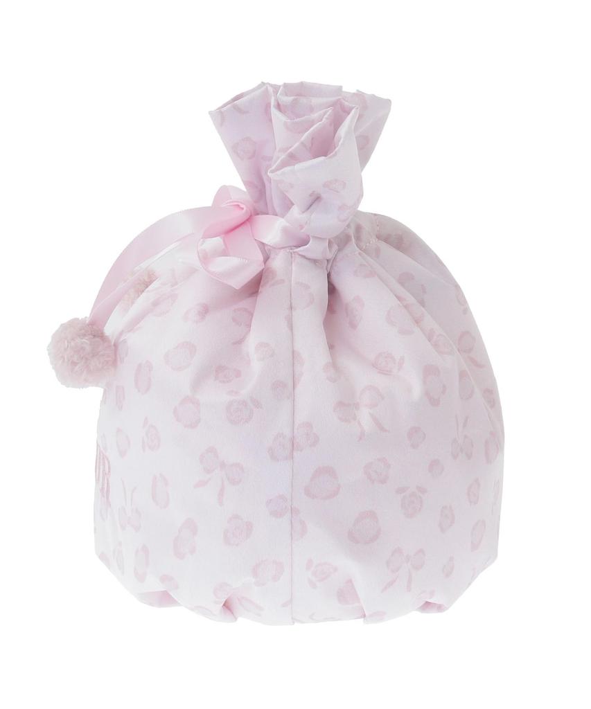 Maison de FLEUR Ribbon Leopard Print Drawstring Pouch, Light Pink, Size F, PouchDrawstring Bag, 08000554600