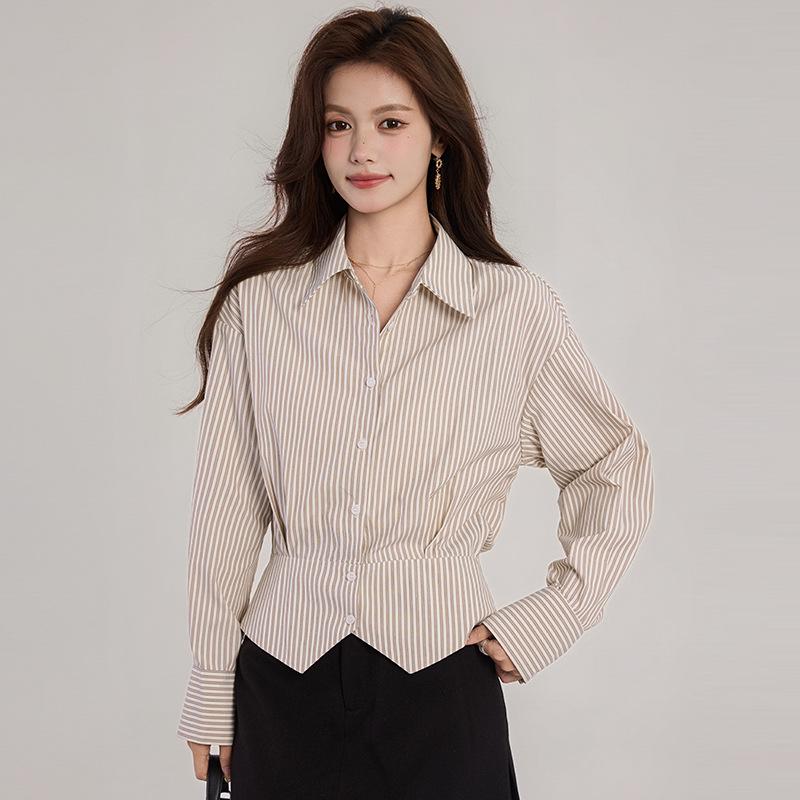 Elegant French Stripe Slimming Blouse - Spring 2026 Professional Women's Top