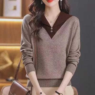 2025 Autumn/Winter Slim Lapel Knit Outerwear: Age-Reducing Western Fashion