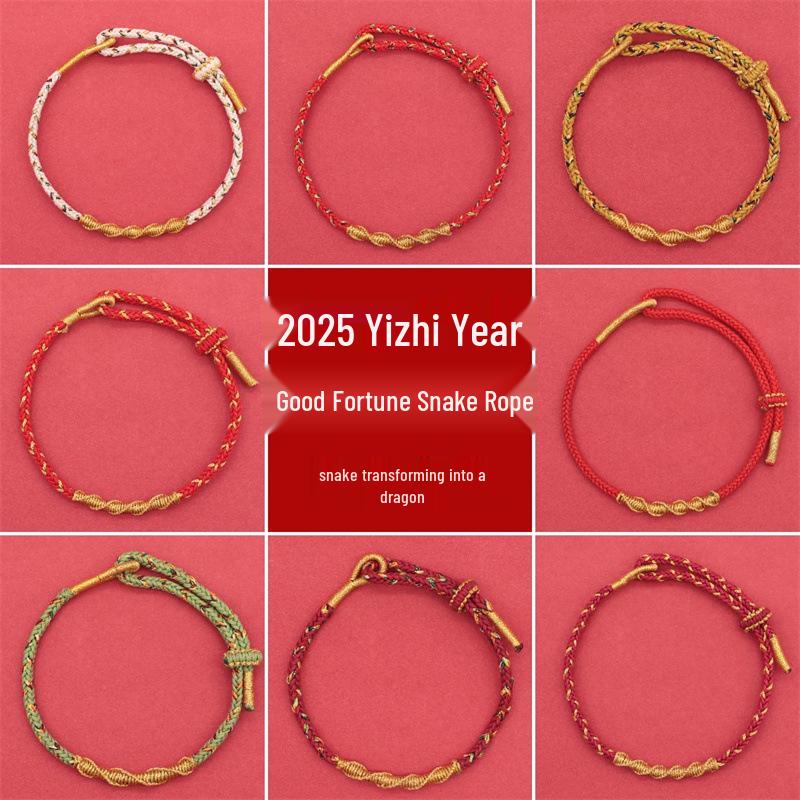 2025 Year of the Snake Red Rope Bracelet: Twelve Zodiac Eight Guardian Gods Hand-Woven for Men & Women