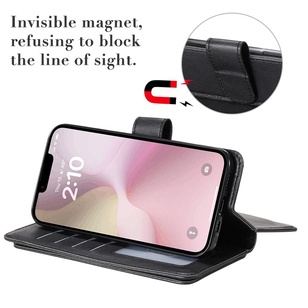 For iPhone 16e Leather Case with 10 Card Holder Phone Cover Stand