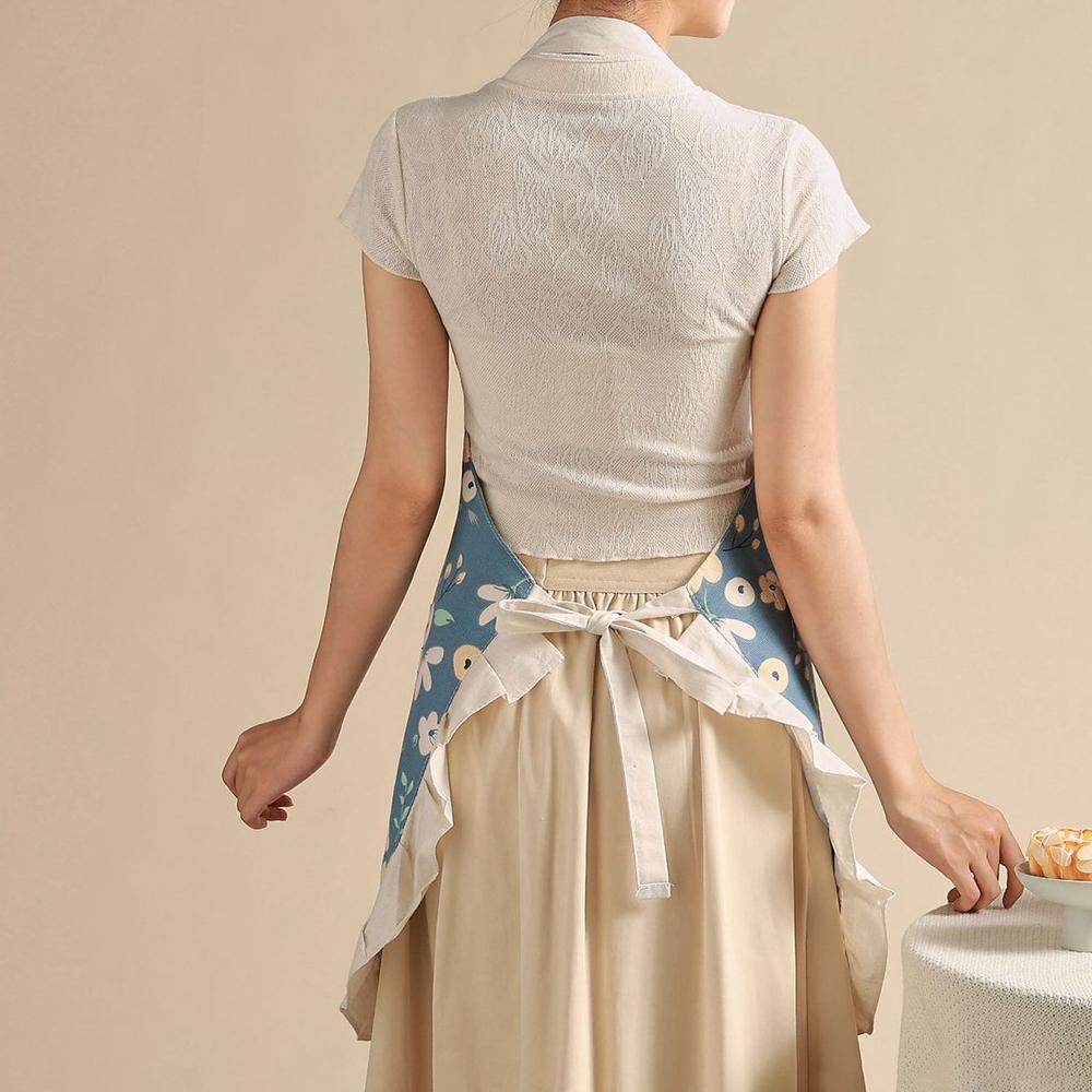 Ren Bomull Hem Kök Matlagning Trendiga Arbetskläder Dam Restaurang Specialitet Uniform Snygga Och Luftiga Arbetskläder