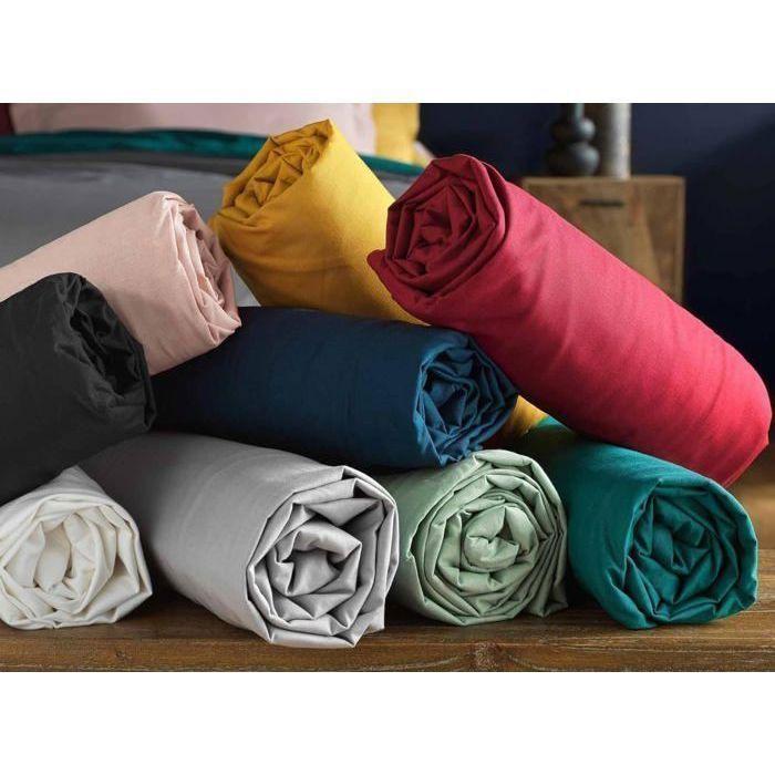 Draps Housse -Lot de 6 - 160 x 200 cm - Polycoton 57 Fils - Bonnet 25 cm - Multicolore