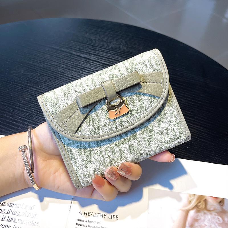 

Новые короткие женские кошельки с бантом, двухцветный кошелек из натуральной кожи с орнаментом, тройной кошелек для писем, конверт из воловьей кожи, бумажник