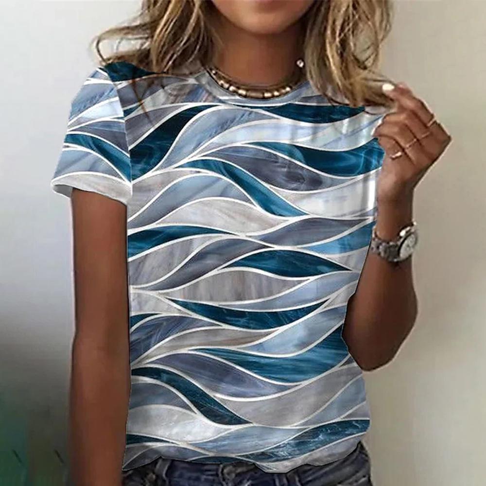 Fashion Letter 3D Printed Women's Short Sleeve T-Shirts New Casual T-Shirt Top Summer Loose Tops Tees Female Clothing Oversized