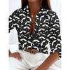 Sommer Minimalistisches Hemd mit Digitalem Blumenprint Knopfleistenhemd Oberteil für Damen Hawaiianischer Strandurlaub Lässiges Hemd