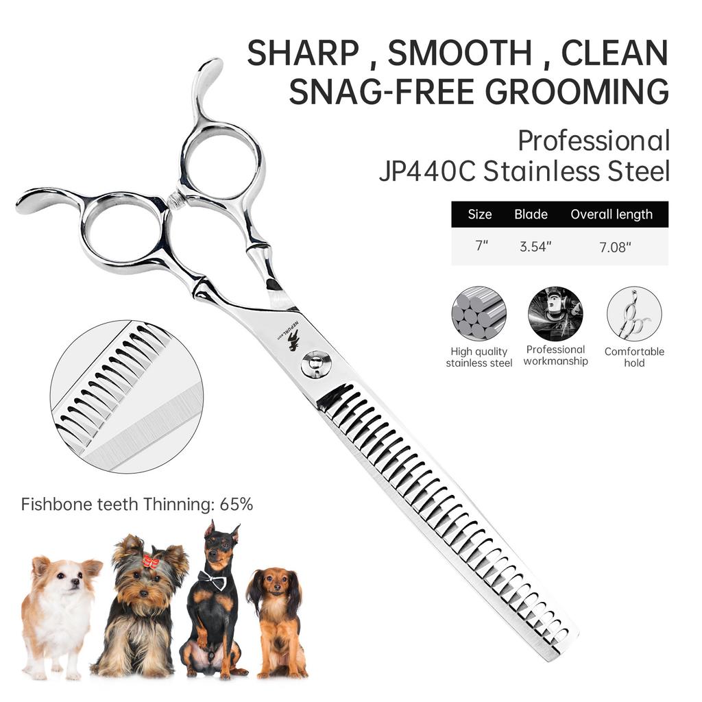 7.0 Inch Bamboo Fish Bone Dense Teeth Curved Teeth Cosmetic Scissors Curved Teeth Scissors, Pet Trimming Scissors Curved Teeth Scissors Pet Curved