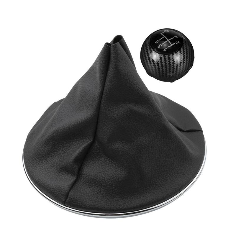 50295075 5 Speed Gear Shift Shifter Knob Head Ball Stick Cover Boot Gaiter Fit for Fiat 500 2012-2018 Black Carbon Fiber Style
