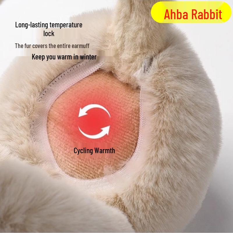 Foldable Anti-Freeze Plush Earmuffs - Windproof, Warm Ear Covers with Ah Ba Rabbit Design