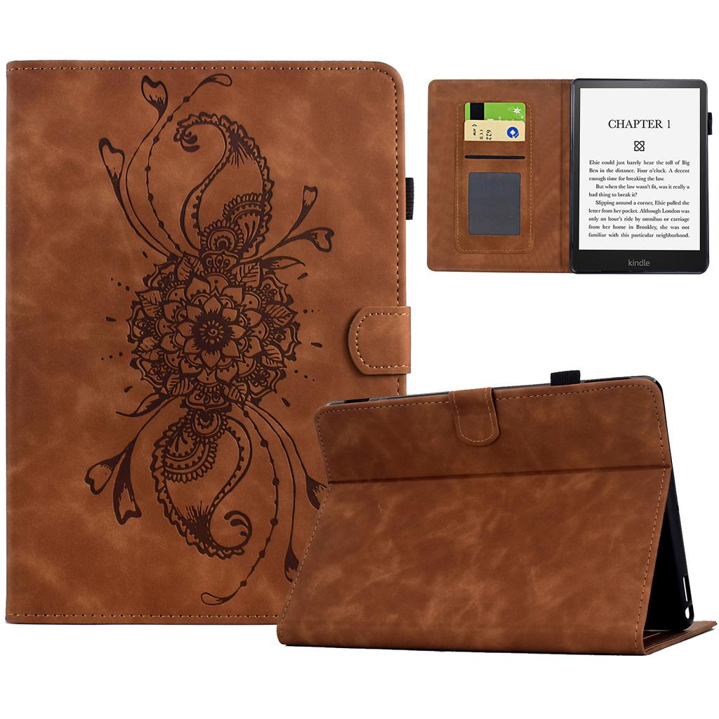 Leather Case For Amazon Kindle Paperwhite 4 (2018)/3 (2015)/2 (2015)/Paperwhite (2015) Mandala Imprinted Tablet Cover with Card Slots